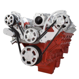 CVF Chevy LS High-Mount Serpentine System with AC & Alternator - Polished (All Inclusive)