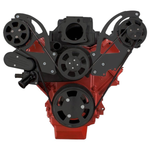 CVF Racing - CVF Chevy LS High-Mount Serpentine System with AC & Alternator - Black (All Inclusive) - Image 2