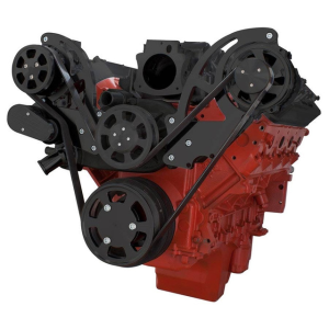 CVF Chevy LS High-Mount Serpentine System with AC & Alternator - Black (All Inclusive)
