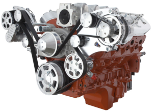 CVF Chevy LS Wide-Mount Serpentine System with AC, Alternator & Power Steering - Polished (All Inclusive)