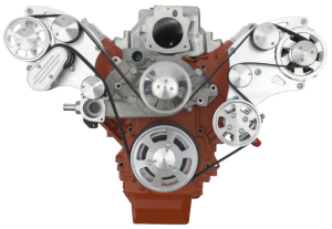 CVF Racing - CVF Chevy LS Wide-Mount Serpentine System with AC, Alternator & Power Steering - Polished (All Inclusive) - Image 2