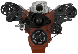 CVF Racing - CVF Chevy LS Wide-Mount Serpentine System with AC, Alternator & Power Steering - Black (All Inclusive) - Image 2