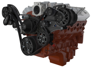 CVF Chevy LS Wide-Mount Serpentine System with PS & Alternator - Black Diamond (All Inclusive)