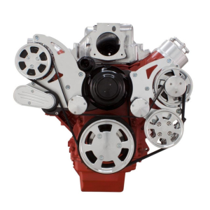 CVF Racing - CVF Chevy LS High-Mount Serpentine System with AC, Alternator & Power Steering with Electric Water Pump - Polished (All Inclusive) - Image 2