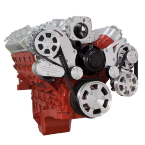 CVF Racing - CVF Chevy LS High-Mount Serpentine System with AC, Alternator & Power Steering with Electric Water Pump - Polished (All Inclusive) - Image 3