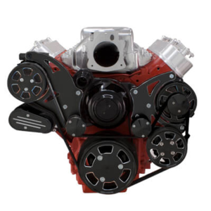 CVF Racing - CVF Chevy LS High-Mount Serpentine System with AC, Alternator & Power Steering with Electric Water Pump - Black Diamond (All Inclusive) - Image 2