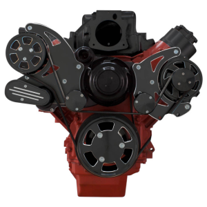 CVF Racing - CVF Chevy LS High-Mount Serpentine System with AC & Alternator with Electric Water Pump - Black Diamond (All Inclusive) - Image 2