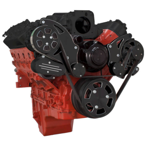 CVF Racing - CVF Chevy LS High-Mount Serpentine System with AC & Alternator with Electric Water Pump - Black Diamond (All Inclusive) - Image 3