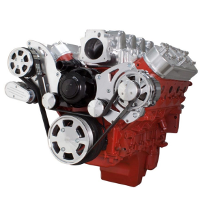 CVF Chevy LS High-Mount Serpentine System with Alternator Only with Electric Water Pump - Polished (All Inclusive)