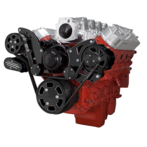 CVF Chevy LS High-Mount Serpentine System with Alternator Only with Electric Water Pump - Black Diamond (All Inclusive)