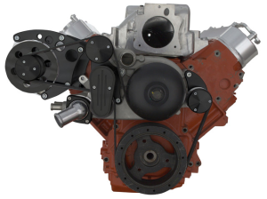CVF Chevy LS Serpentine Conversion with Alternator Only Brackets, For Mechanical Water Pump - Black