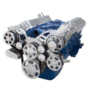 CVF Ford SBF 289, 302 & 351W Serpentine System with AC, Power Steering & Alternator - Polished (All Inclusive)