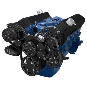 CVF Ford SBF 289, 302 & 351W Serpentine System with AC, Power Steering & Alternator - Black Diamond (All Inclusive)