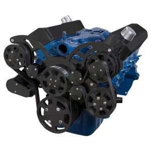 CVF Ford SBF 289, 302 & 351W Serpentine System with Power Steering & Alternator - Black (All Inclusive)