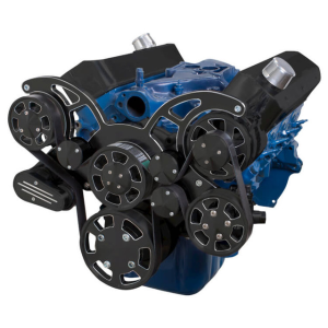 CVF Ford SBF 289, 302 & 351W Serpentine System with Power Steering & Alternator - Black Diamond (All Inclusive)