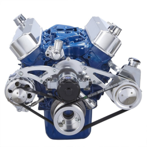 CVF Racing - CVF Ford SBF 289, 302 & 351W Serpentine Conversion with Alternator & Power Steering Brackets, For Electric Water Pump - Polished - Image 2