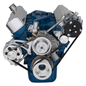 CVF Racing - CVF Ford SBF 289, 302 & 351W Serpentine Conversion with Alternator & A/C Brackets, For High Flow Water Pump - Polished - Image 2