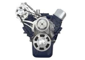 CVF Ford SBF 289, 302 & 351W Serpentine Conversion Special Cobra Configuration with High Mount Alternator Only Bracket, For High Flow Water Pump - Polished