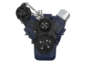 CVF Ford SBF 289, 302 & 351W Serpentine Conversion Special Cobra Configuration with High Mount Alternator Only Bracket, For High Flow Water Pump - Black