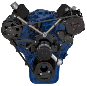 CVF Racing - CVF Ford SBF 289, 302 & 351W Serpentine Conversion with Alternator & A/C Brackets, For Electric Water Pump - Black - Image 2