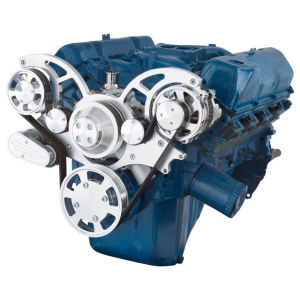 CVF Ford SBF 351C, 351M & 400 Serpentine System with Alternator Only, High Flow Water Pump - Polished (All Inclusive)