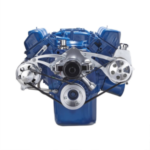 CVF Racing - CVF Ford SBF 351C, 351M & 400 Serpentine Conversion with High Mount Power Steering & Alternator Brackets, For Electric Water Pump - Polished - Image 2