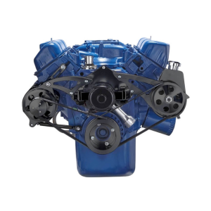 CVF Racing - CVF Ford SBF 351C, 351M & 400 Serpentine Conversion with High Mount Power Steering & Alternator Brackets, For Electric Water Pump - Black - Image 2