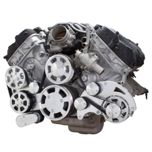 CVF Ford Coyote 5.0L Serpentine System with AC, Power Steering & Alternator, High Flow Water Pump - Polished (All Inclusive)