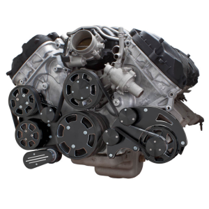 CVF Ford Coyote 5.0L Serpentine System with AC, Power Steering & Alternator, High Flow Water Pump - Black Diamond (All Inclusive)