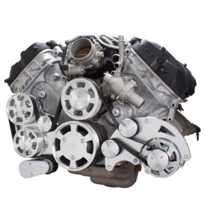 CVF Ford Coyote 5.0L Serpentine System with Alternator & Power Steering, High Flow Water Pump - Polished (All Inclusive)