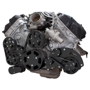CVF Ford Coyote 5.0L Serpentine System with Alternator & Power Steering, High Flow Water Pump - Black (All Inclusive)