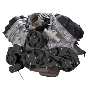CVF Ford Coyote 5.0L Serpentine System with AC & Alternator, High Flow Water Pump - Black (All Inclusive)