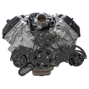 CVF Ford Coyote 5.0L Serpentine System with AC & Alternator, High Flow Water Pump - Black Diamond (All Inclusive)