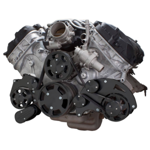 CVF Ford Coyote 5.0L Serpentine System with Alternator Only, High Flow Water Pump - Black (All Inclusive)