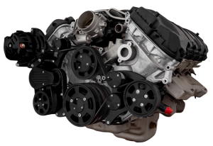 CVF Ford Coyote 5.0L Compact Serpentine System with AC, Power Steering & Alternator, High Flow Water Pump - Black (All Inclusive)