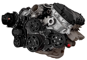 CVF Ford Coyote 5.0L Compact Serpentine System with AC, Power Steering & Alternator, High Flow Water Pump - Black Diamond (All Inclusive)