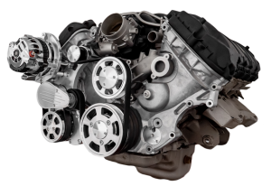 CVF Ford Coyote 5.0L Compact Serpentine System with AC & ALT, High Flow Water Pump - Polished (All Inclusive)