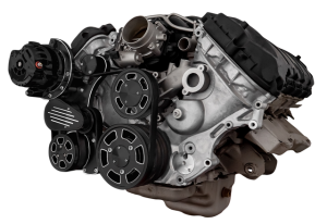 CVF Ford Coyote 5.0L Compact Serpentine System with AC & ALT, High Flow Water Pump - Black Diamond (All Inclusive)