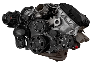 CVF Ford Coyote 5.0L Compact Serpentine System with PS & ALT, High Flow Water Pump - Black Diamond (All Inclusive)