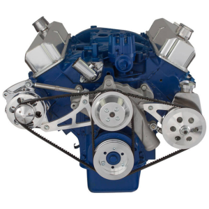 CVF Racing - CVF SBF FE V-Belt System with Alternator & Power Steering Brackets, For High Flow Water Pump - Polished - Image 2