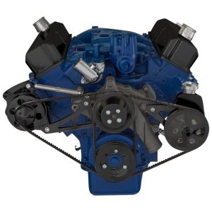 CVF Racing - CVF SBF FE V-Belt System with Alternator & Power Steering Brackets, For High Flow Water Pump - Black - Image 2