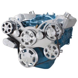 CVF SBM Serpentine System with AC, Power Steering & Alternator For High Flow Water Pump - Polished (All Inclusive)