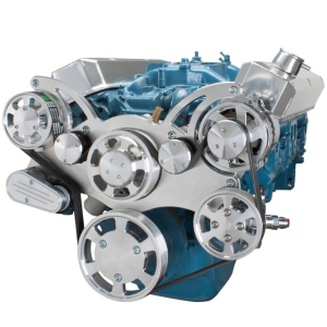 CVF SBM Serpentine System with Power Steering & Alternator For High Flow Water Pump - Polished (All Inclusive)