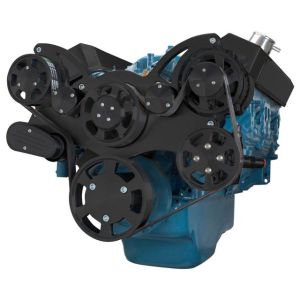 CVF SBM Serpentine System with Power Steering & Alternator For High Flow Water Pump - Black (All Inclusive)