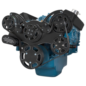 CVF SBM Serpentine System with Power Steering & Alternator For High Flow Water Pump - Black Diamond (All Inclusive)