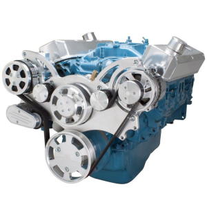 CVF SBM Serpentine System with AC & Alternator For High Flow Water Pump - Polished (All Inclusive)