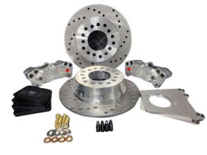 Aerospace 8.8 Ford Housing Ends 4 Piston Rear Heavy Duty Drag Disc Brakes With Stock C-Clip Axles - 1/2" Stud