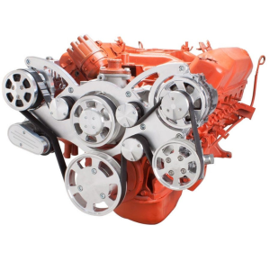 CVF 426 Hemi Serpentine System with AC, Power Steering & Alternator For High Flow Water Pump - Polished (All Inclusive)