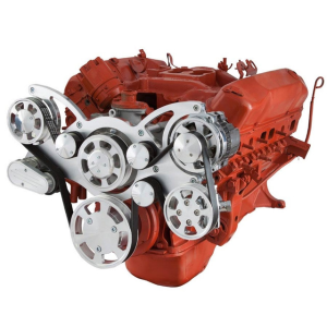 CVF 426 Hemi Serpentine System with Power Steering & Alternator For High Flow Water Pump - Polished (All Inclusive)