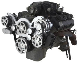 CVF Gen III Hemi Serpentine System with AC, Power Steering & Alternator For High Flow Water Pump - Polished (All Inclusive)